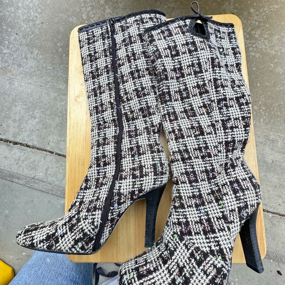 Chic Plaid Knee-High Boots